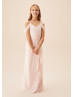 Cold Shoulder Petal Chiffon Ruffled Junior Bridesmaid Dress